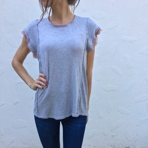 Super soft grey casual shirt with ruffle sleeves